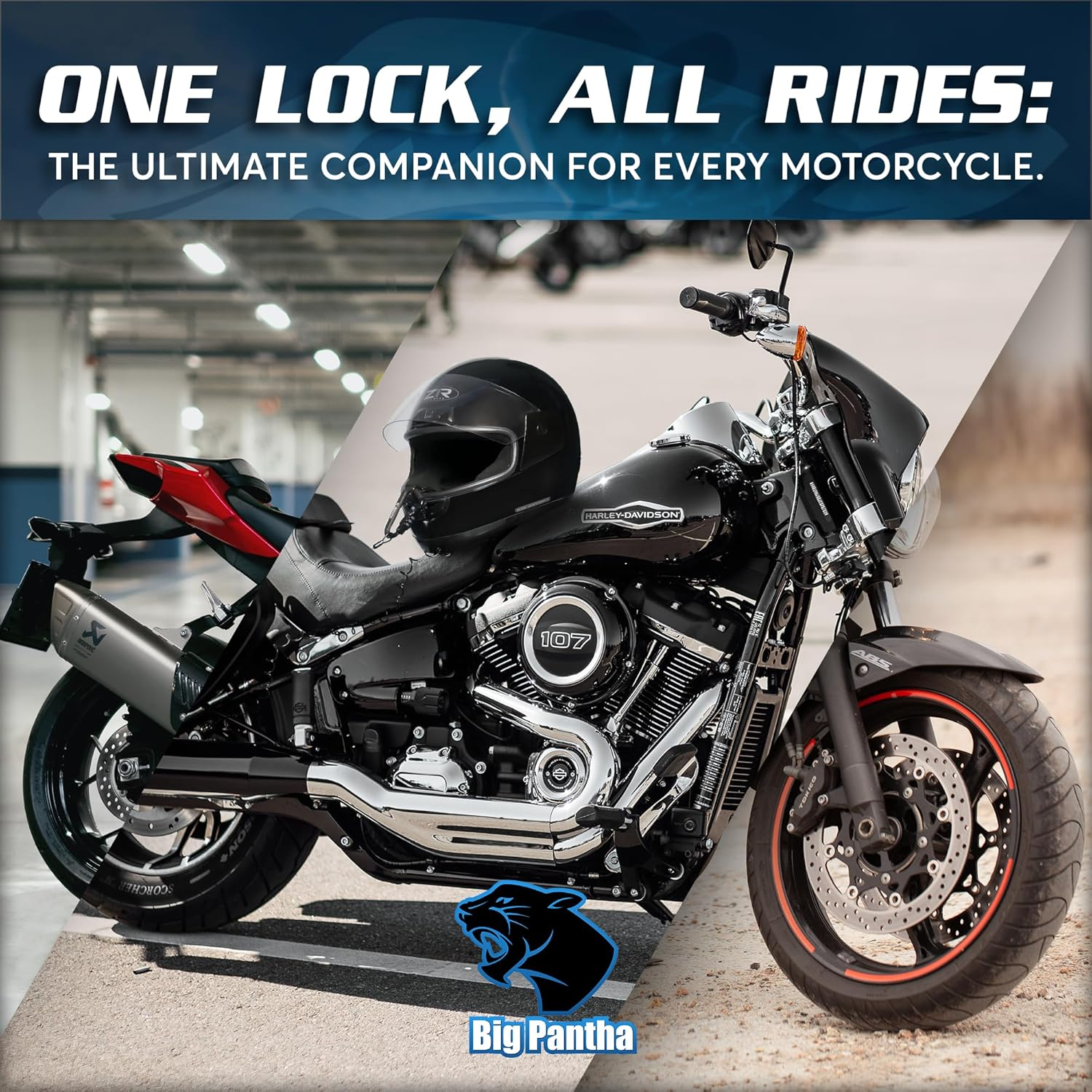 Motorcycle Helmet Lock & Cable. Sleek Black Tough Combination PIN Locking Carabiner Device Secures Your Motorbike Bicycle or Scooter Crash Hat (And Jacket) to Your Bike From image number 1