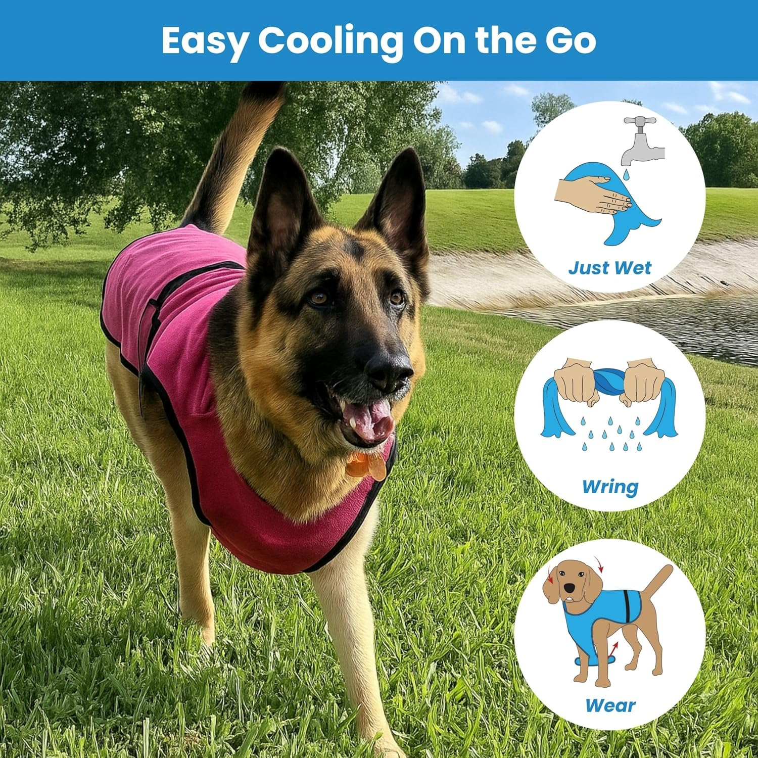 Dog Cooling Vest &ndash; Lightweight Evaporative Shirt with UV Protection for Small, Medium, and Large Dogs &ndash; Breathable Soft Fabric for Hot Weather (XL, Dark Blue) image number 1