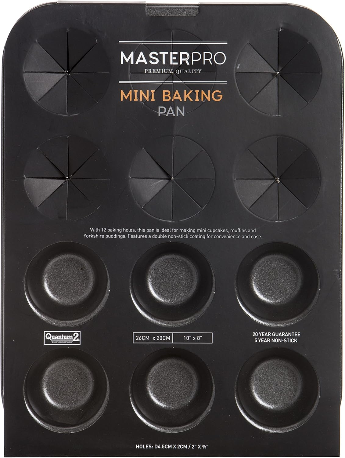 MASTERPRO MPHB17 Muffin Cupcake Pan, Carbon Steel/Black image number 2