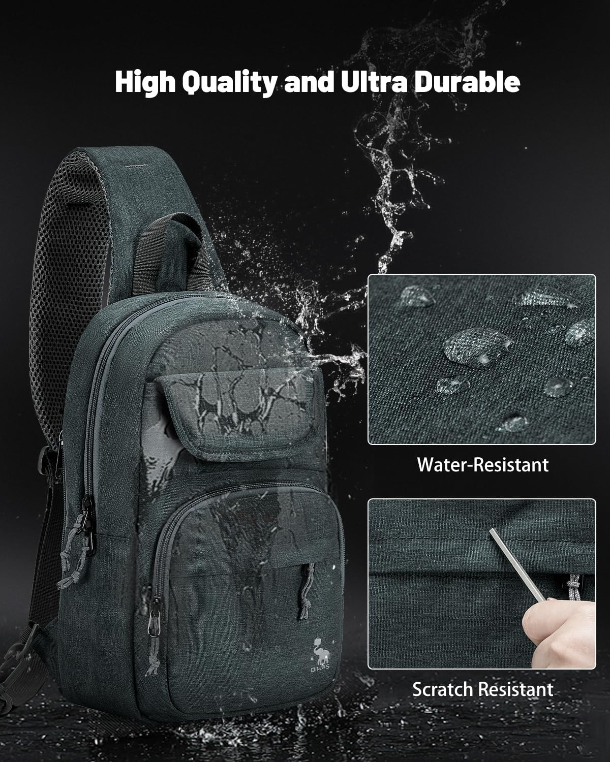 OIWAS Sling Bag Crossbody Backpack for Men, One Strap Backpack Hiking Daypack Chest Bag for Women - Gray image number 6