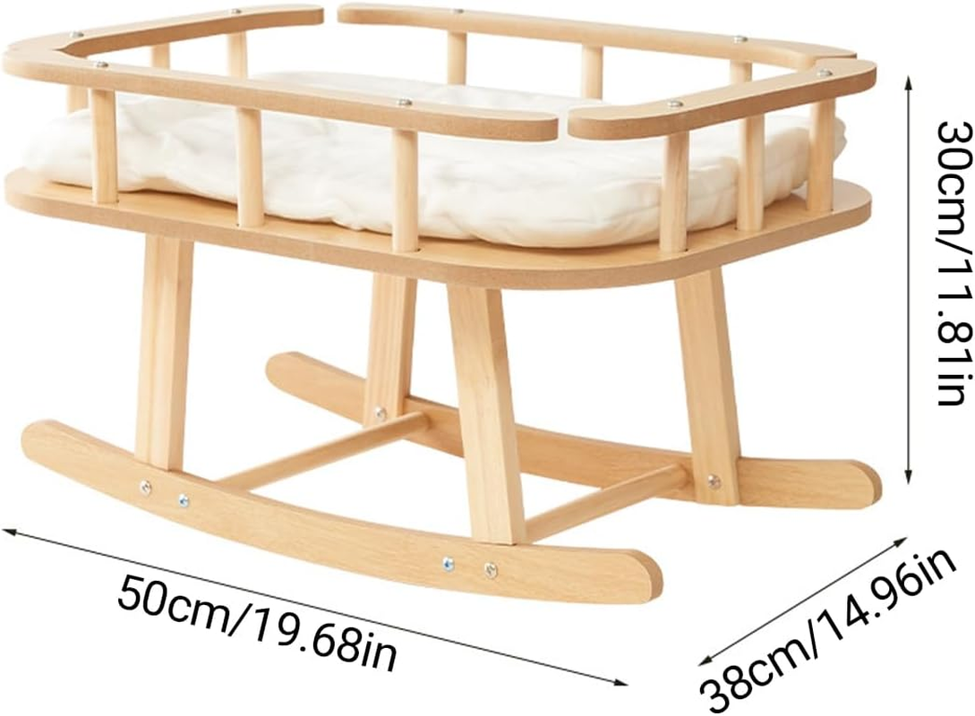 AIMALL Cat Bed Wooden Pet Hammock Four Seasons Swing Cradle, Large Size Rocking Cat Nest, Comfortable and Durable with Soft Cushion for Indoor Cats image number 2