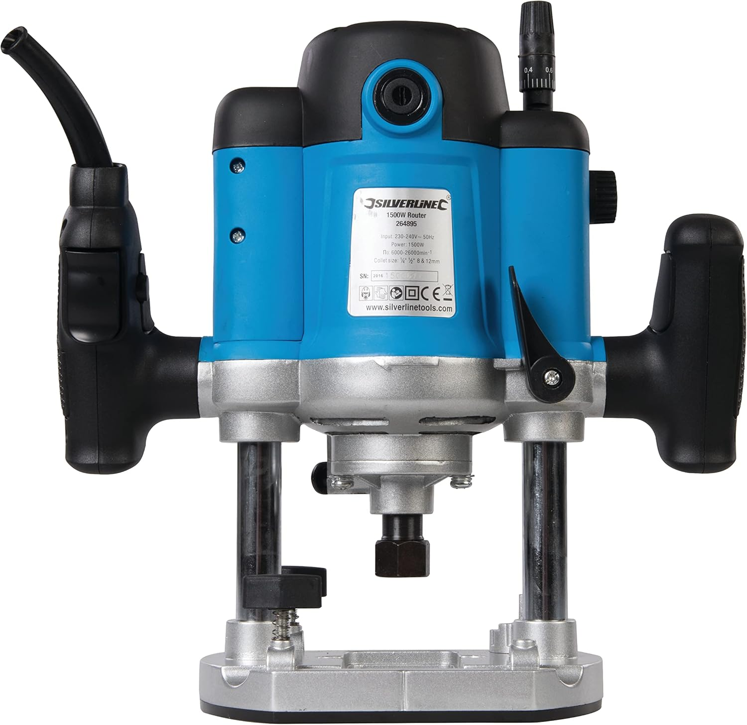 Silverline 264895-1500W DIY &frac12;&rdquo; Plunge Router 230V image number 2