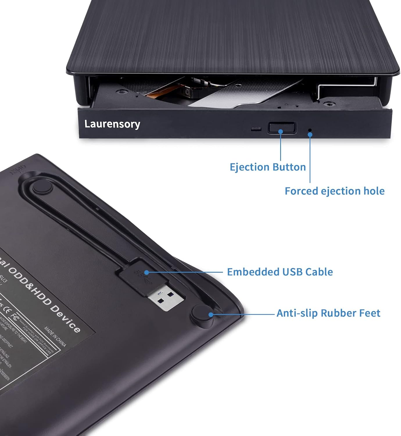 External DVD Drive USB 3.0 Type-C USB Portable Player for Laptop CD DVD +/-RW Disk Drive CD ROM Burner Writer CD/DVD Burner Reader Compatible with Desktop Windows Linux OS Apple Macbook image number 4