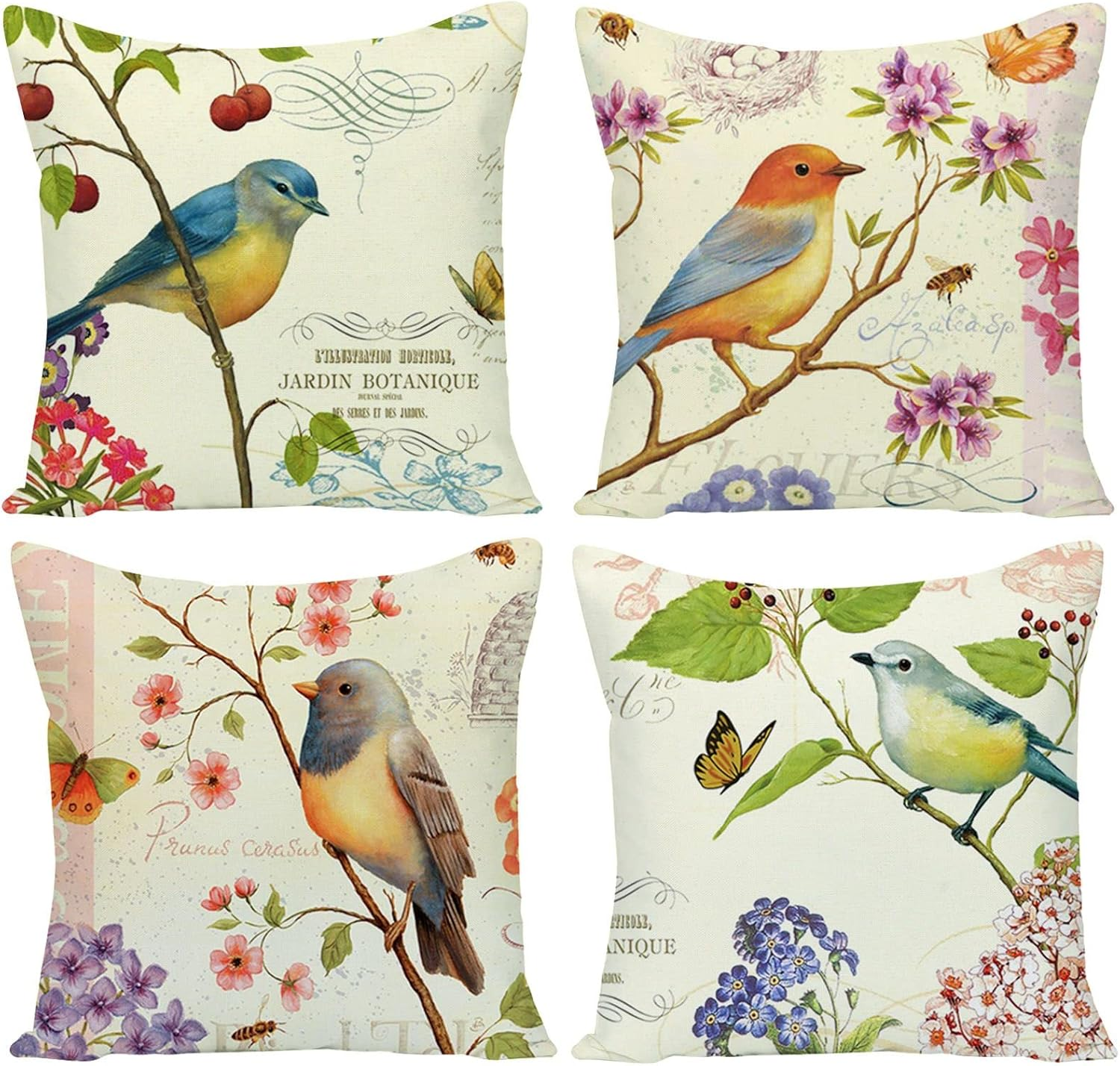 Easter Spring Throw Pillow Covers, Rabbit Egg Bunny Throw Cushion Cover Pillowcase with Hidden Zipper Sturdy for Home Car Sofa Decor 18 X 18 Inches Set of 4, Cotton Linen, Red Geometric, 45*45CM/18*18 Inch