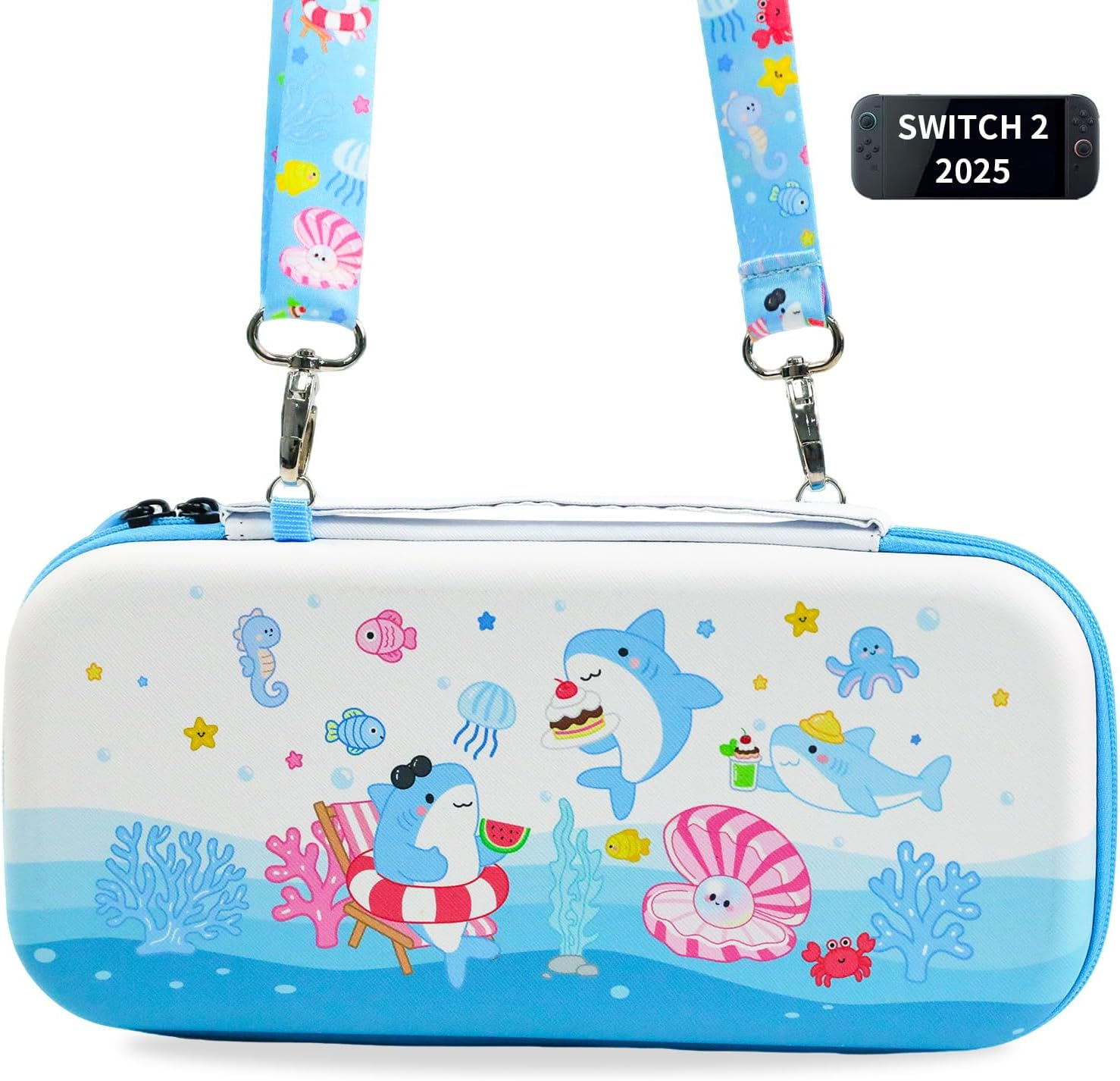 PERFECTSIGHT Cute Switch Carrying Case for Nintendo Switch OLED, Kawaii Hard Shell Portable Travel Carry Case with 12 Game Card Slots, Inner Protective Storage Bag for NS Console & Accessories, Purple