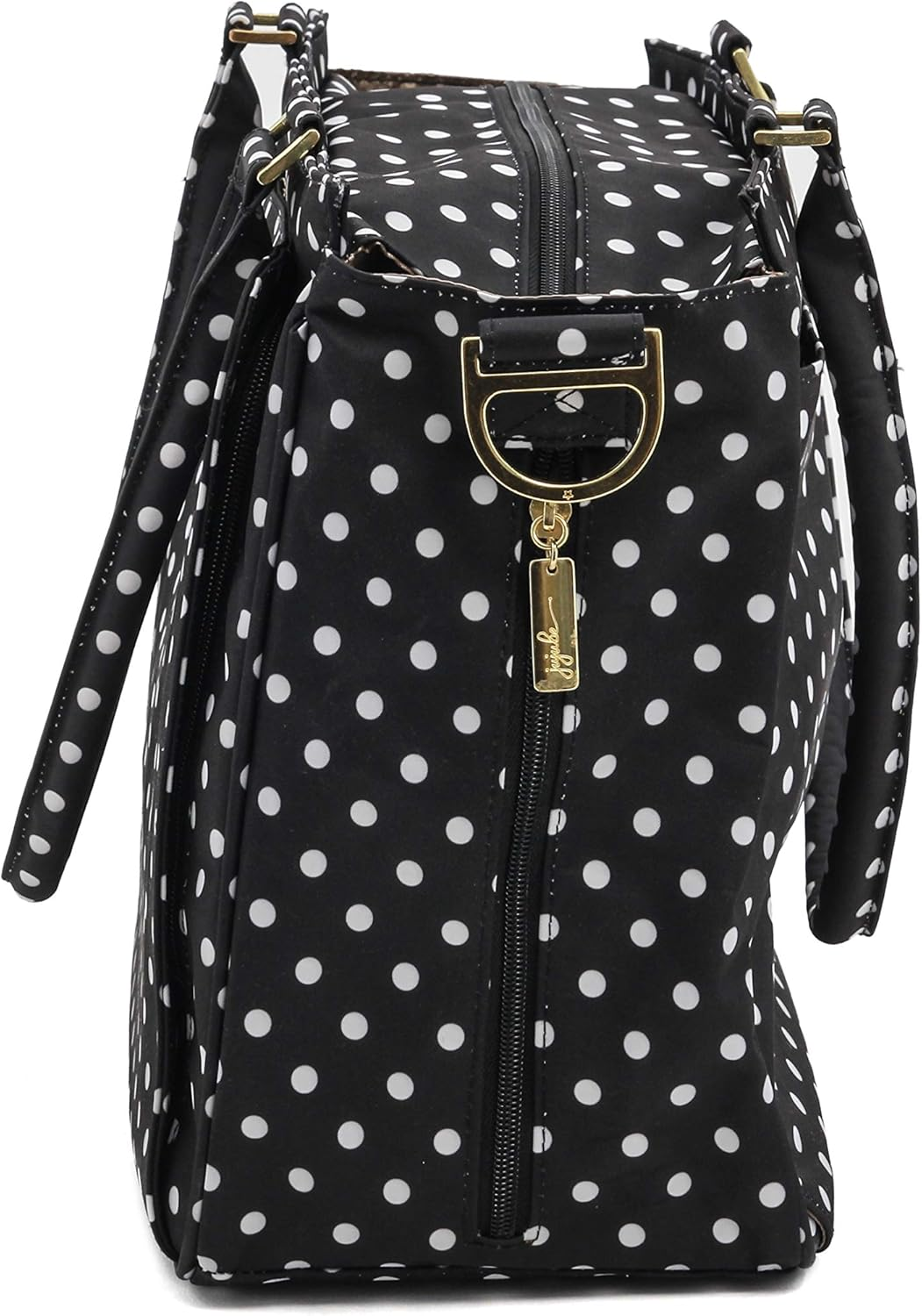 Jujube Be Classy Structured Multi-Functional Multi-Functional Diaper Bag/Purse, Legacy Collection - the Duchess - Black with White Polka Dots image number 3