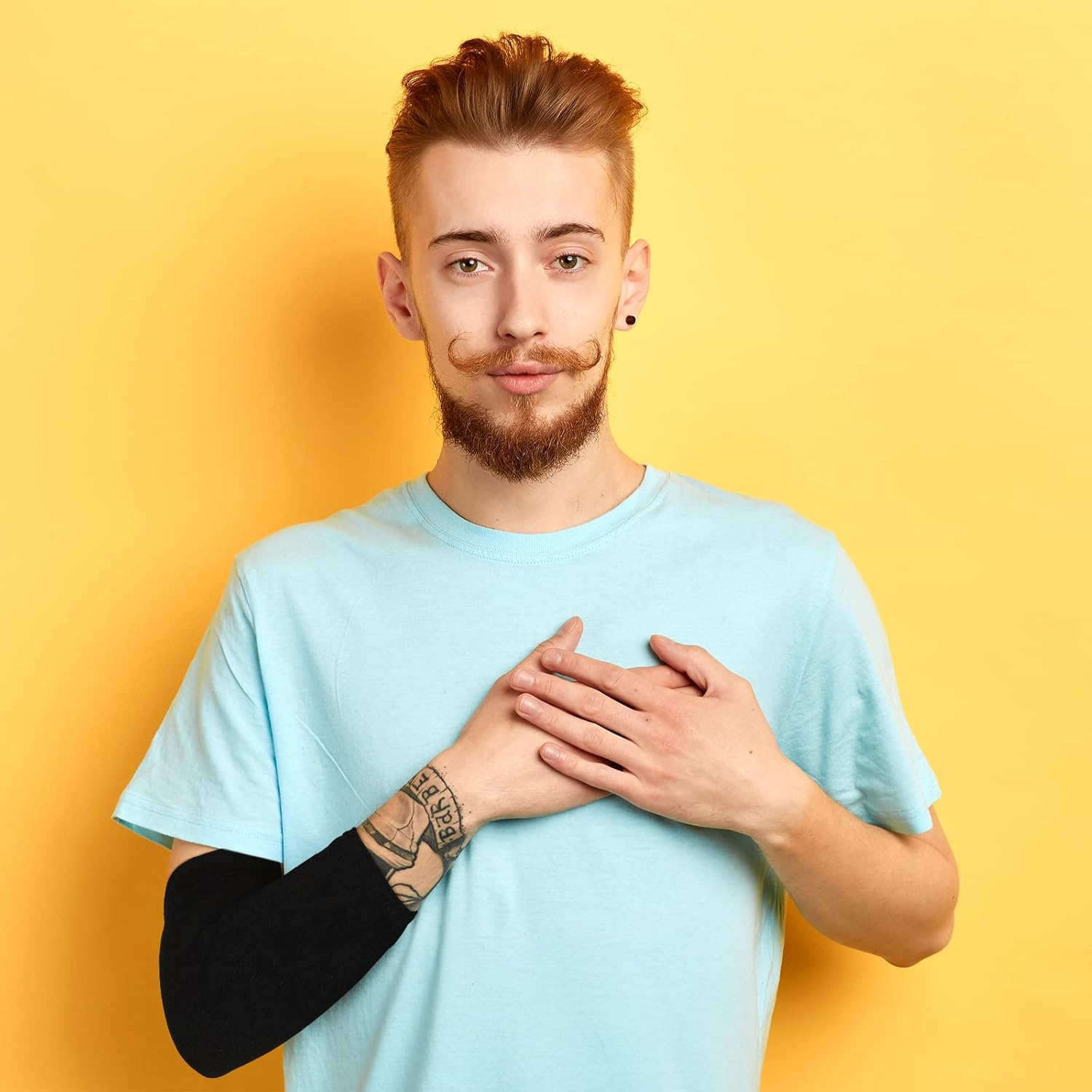 Vicenpal 2 Pairs Tattoo Cover up Sleeve Forearm Arm Sleeves for Women Men Compression Tattoo Upper Arm Cover, Black - Gray, Black image number 5