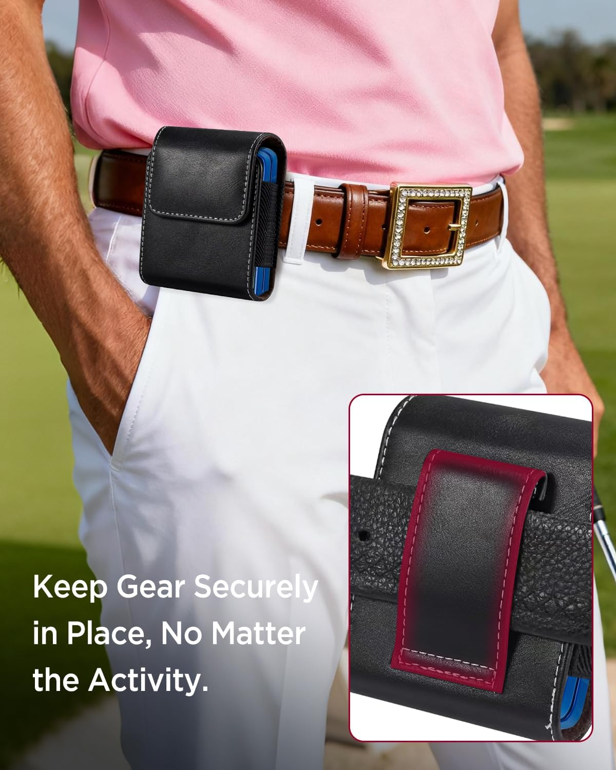 Miimall for Samsung Galaxy Z Flip 7/6/5/4/3 Phone Pouch Holster Belt Case, Leather Pouch with Metal Clip Phone Holster Case for Galaxy Z Flip 7 6 5 4 3, Motorola Razr 2025, Moto Razr 2024 image number 3