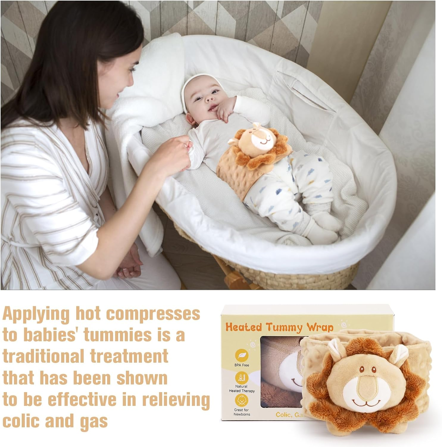 KAKIBLIN Baby Heated Tummy Wrap for Newborns Belly Relief with Soothing Warmth, Baby Heating Pad Swaddling Belt Relief & Soothe Upset Stomach image number 4