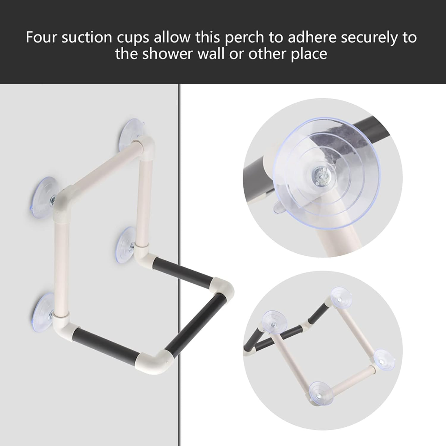 Sluffs Bird Perches, Portable Parrots Birds Perch with Suction Cups, Window Shower Bath Wall Plastic Standing Toy for Parakeets Canaries Finches image number 5