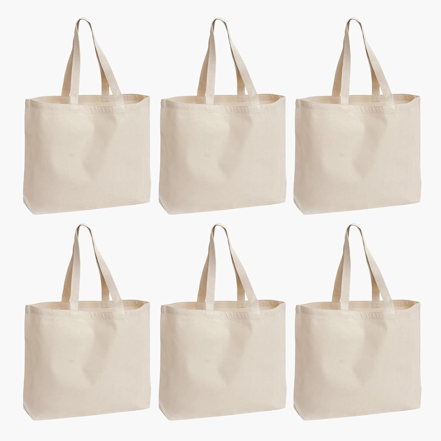 6 Pack Canvas Tote Bags, 16.5"X12.6" Tote Bags Multi-Purpose Reusable Blank Canvas Bags Use for Grocery Bags,Shopping Bags,Diy Gift Bags image number 1