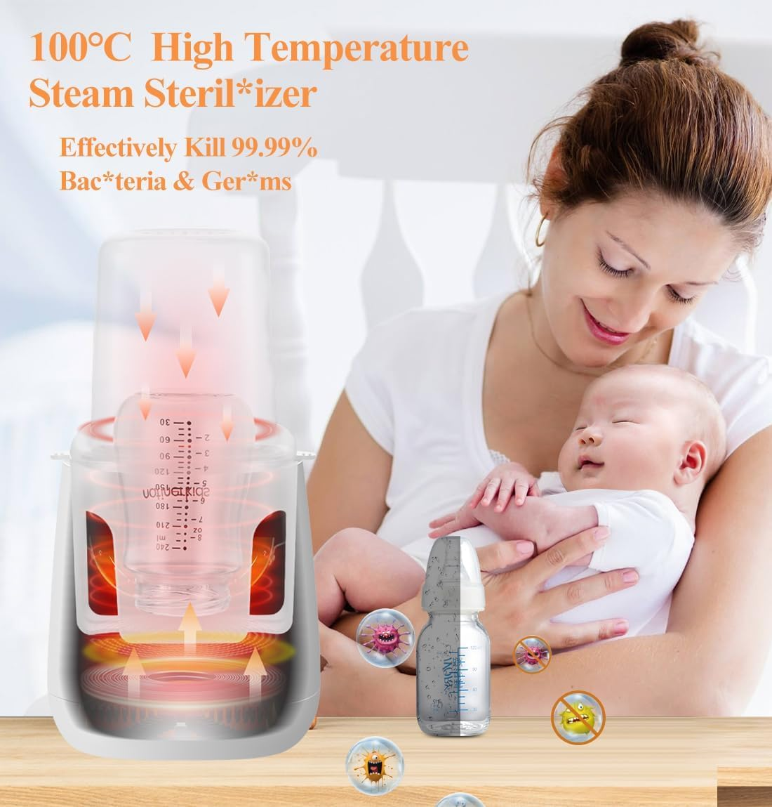 ZONEY Smart Baby Bottle Warmer, 200W Fast Baby Milk Warmer with Accurate Temperature Control for Breastmilk or Formula, 48H Thermostat, with Defrost, Night Light, Heat Baby Food Jars Function