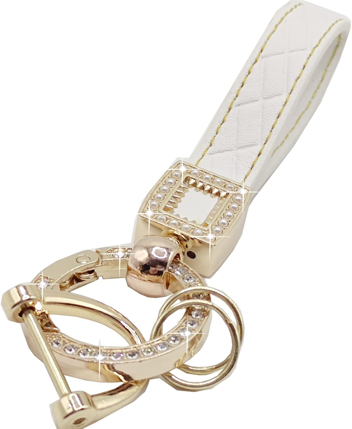 Daemson Microfiber Leather Car Keychain, Bling Diamond Keychains for Women, Car Key Fob Holder with 360 Degree Rotatable