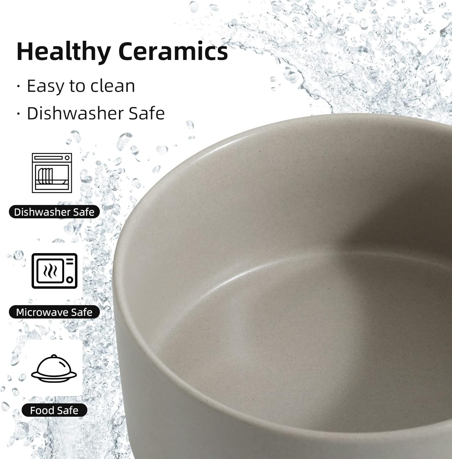 Havniva Non-Slip 8.2Inch Ceramic Dog Food and Water Bowl for Large Breed Dogs, Pet Bowl for Replacement (Single Bowl, Grey) image number 3