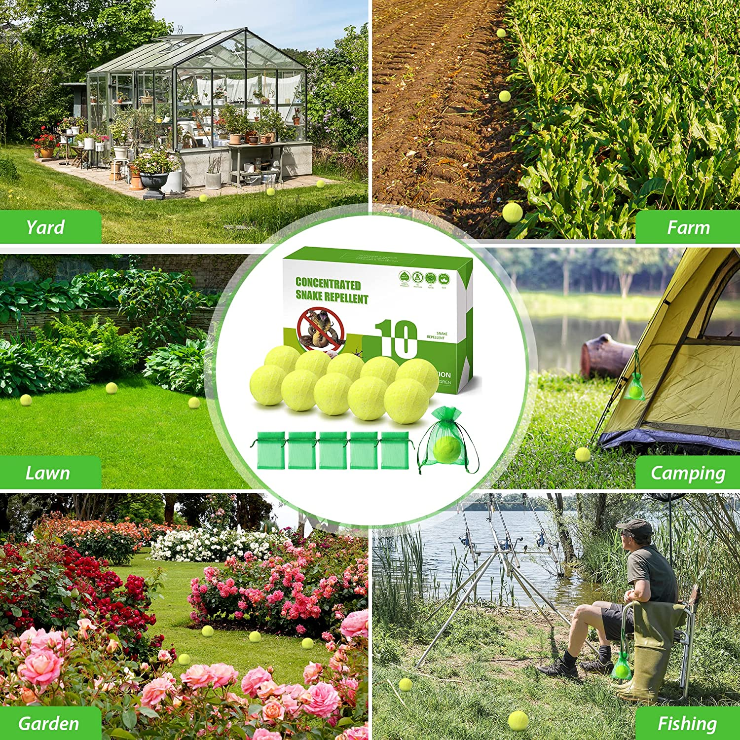 MAGIC CAT Snake Repellent for Yard 10 Pack Snake Away Repellent for Outdoors Indoor Pet Safe, Natural Plant Formula Moth Balls for Snakes Outdoor Use, Snake Be Gone for Garage Yard Garden Chicken Coop image number 4