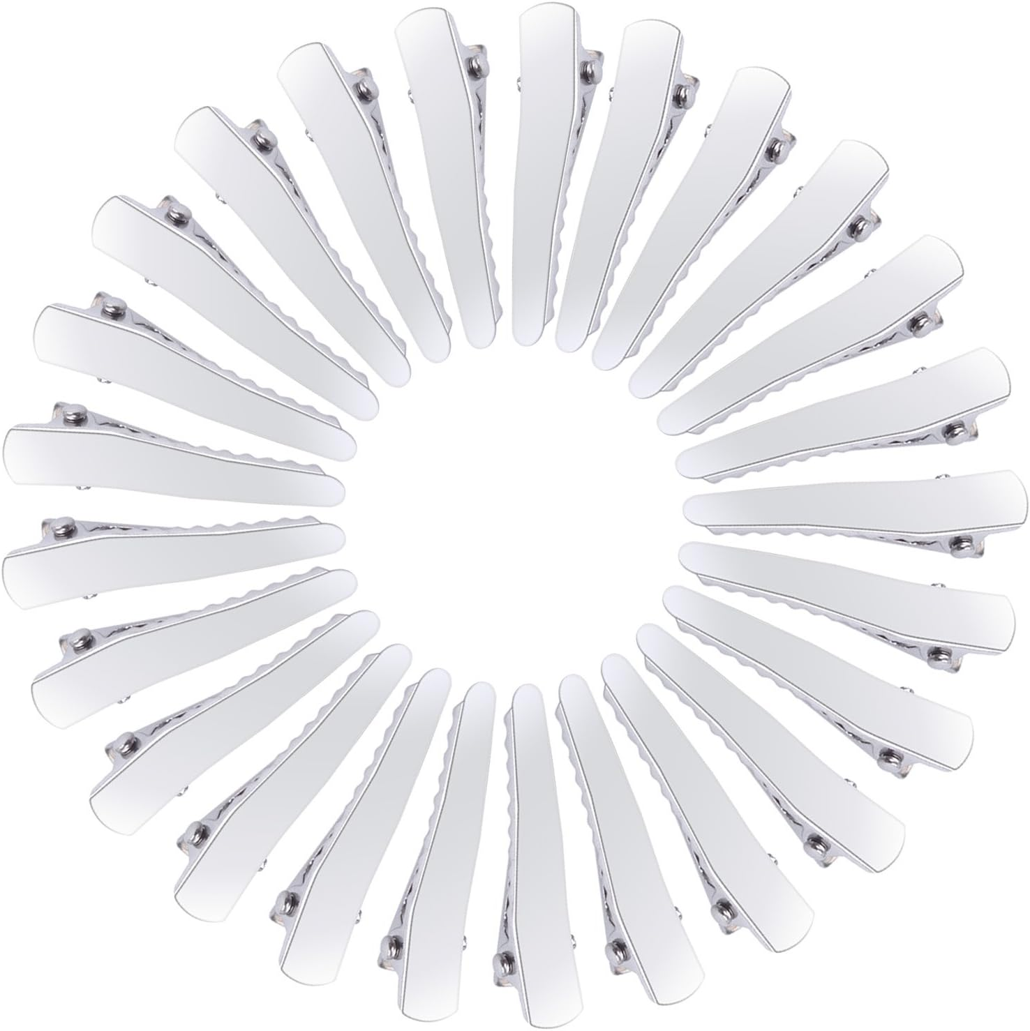 Bronagrand 100Pcs 1.38Inch Stylish Teeth Bows Hair Clips Prong Curl Clips Hairdressing Salon Hair Grip Silver Color