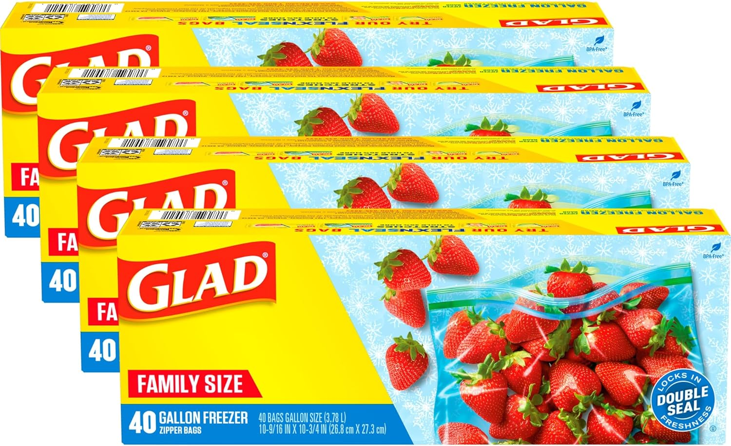 Glad Zipper Food Storage Freezer Bags - Gallon - 40 Count - 4 Pack image number 3