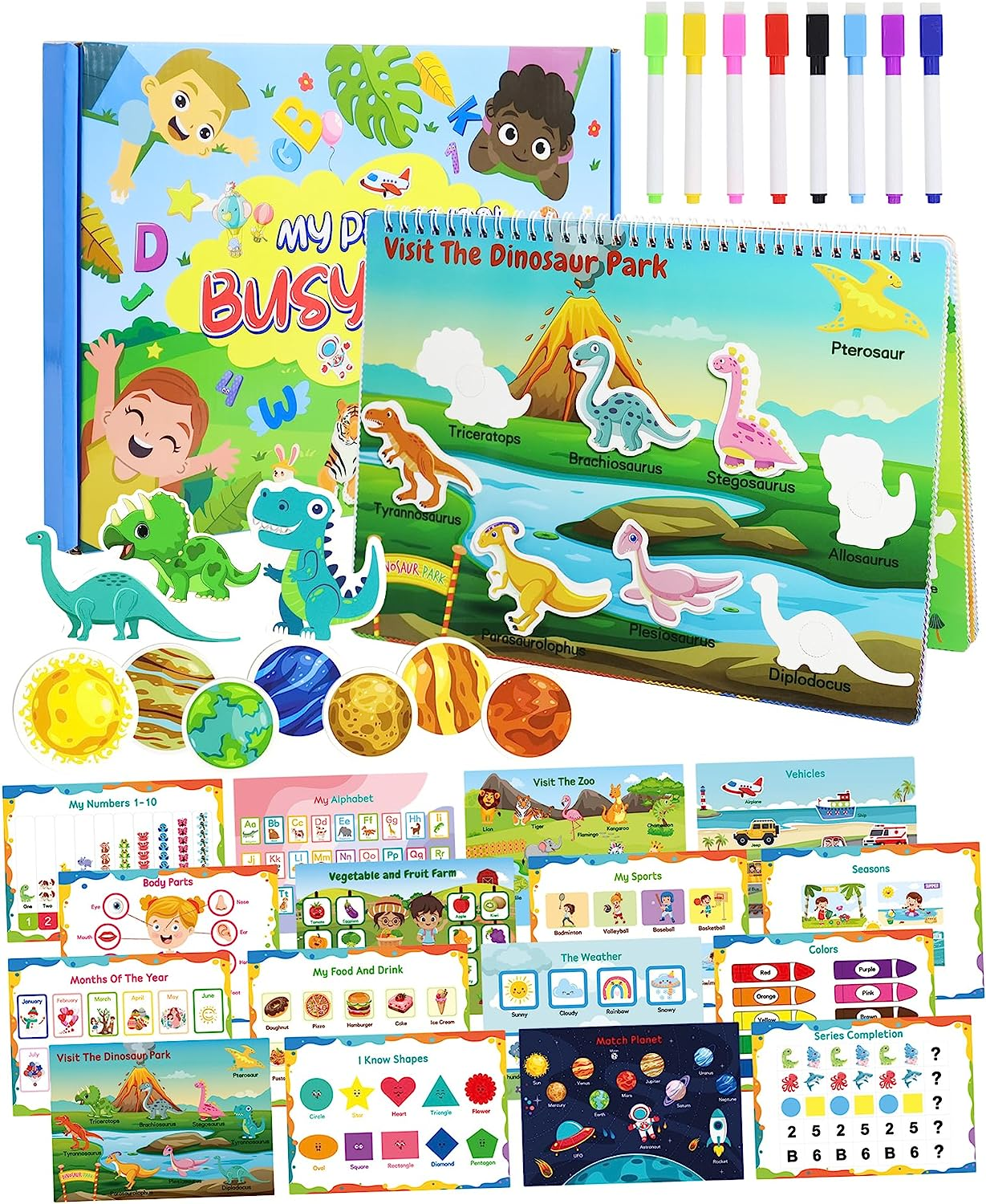 31 Themes Busy Book for Toddlers Ages 3 and up - Pre K Preschool Learning Activities Montessori Book - Autism Sensory - Kindergarten Educational Toys for 3 Year Old, Ages 3-4 4-8 5-7
