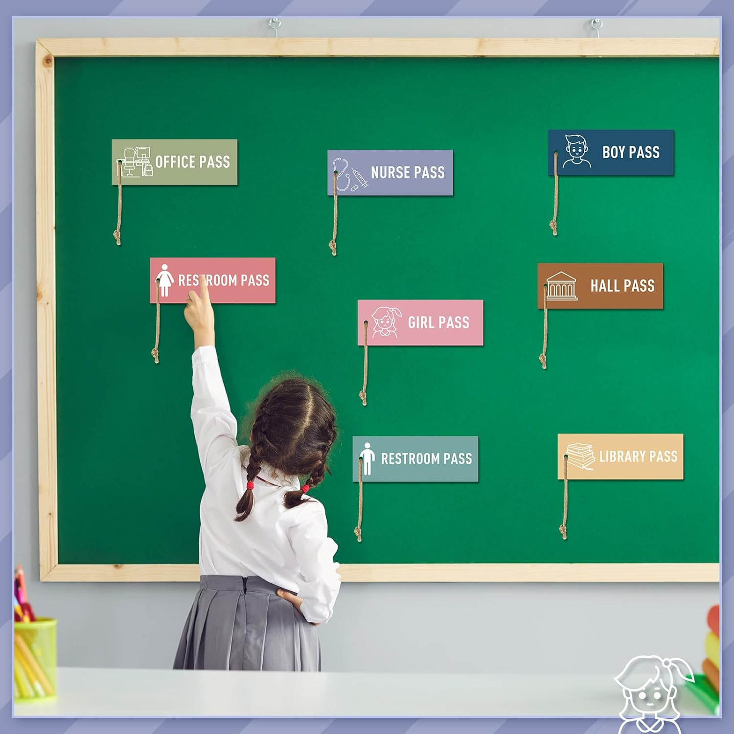 8 Pcs Magnetic Hall Pass for Kids Reusable Waterproof Classroom Girl Office Boy Nurse Restroom Pass for Teachers Nursery Kindergarten Decor (Pure) image number 1