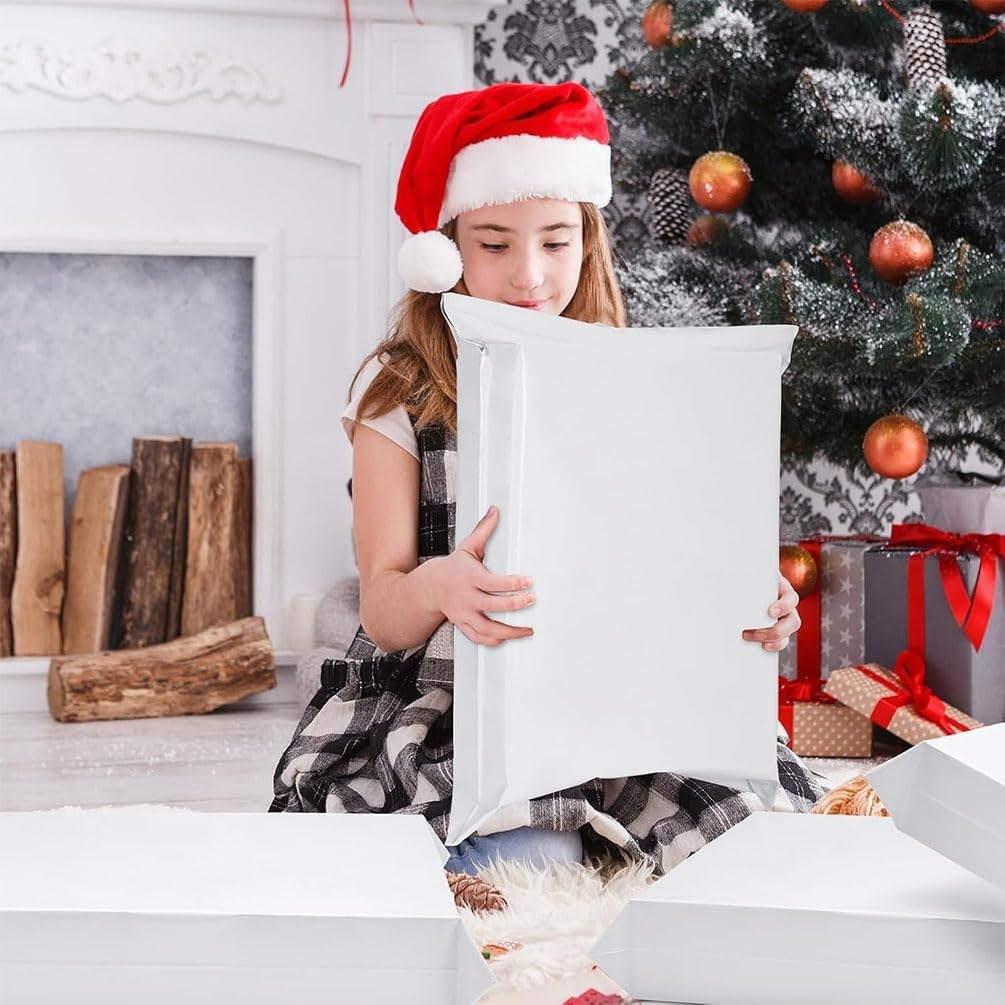 Idopick 100 Pack Poly Mailers Packing Bags, Self-Sealing Shipping Bags Strong Adhesive Shipping Bags for Clothing, Durable Thick Mailing Envelopes in Withe(35X45Cm) image number 4