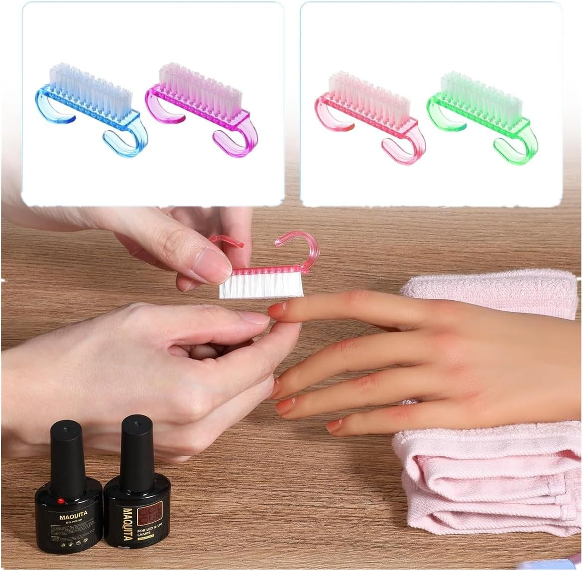 8 Pcs Mini Fingernail Scrub Cleaning Brushes, Nail Brush for Cleaning for Toes and Nails Cleaner（Purple, Blue, Green,Pink） image number 6