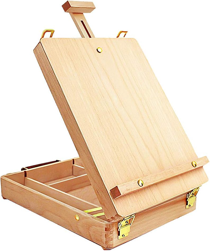 Table Top Easel Art Easel Shetchbox Easel Tabletop Easel, Premium Wooden Artist Desktop Case for Student Artist Beginner