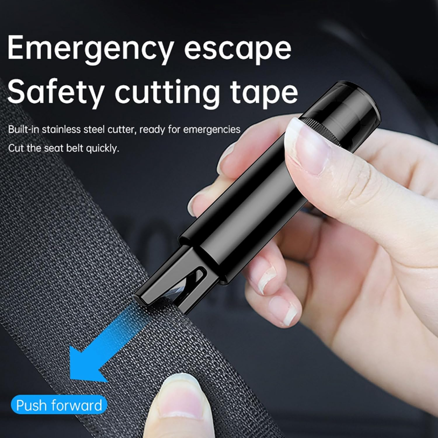 2Pcs Car Window Breaker and Seatbelt Cutter, 2-In-1 Multifunctional Auto Glass Breaker Portable Car Emergency Escape Tool with Clip for Automotive Accidents and Underwater Safety (Black)