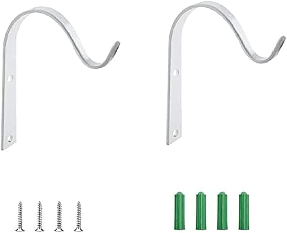 Iron Wall Hooks - 2 Pack White Metal Lantern Bracket Decorative Coat Hook for Hanging Lantern,Bird Feeders,Wind Chimes,Plant Planter,Coat, Indoor Outdoor Rustic Home Decor image number 4