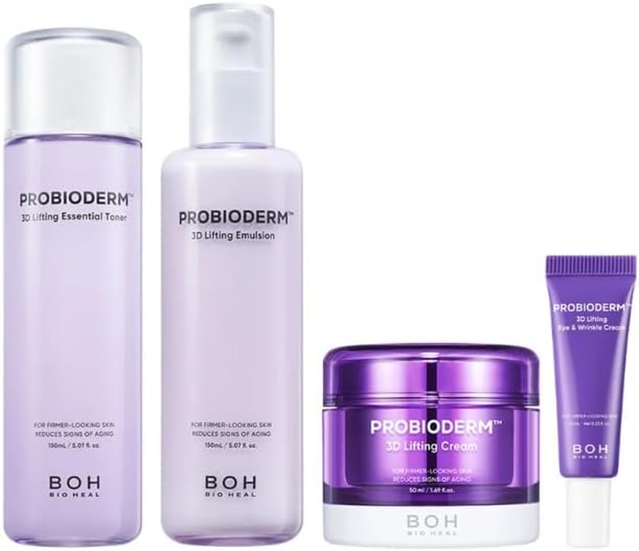 Probioderm 3D Lifting Skincare Set, with Toner 150Ml, Emulsion 150Ml, Cream 50Ml, Eye & Wrinkle Cream 10Ml, Korean Beauty Promotion Set for BIOHEAL BOH