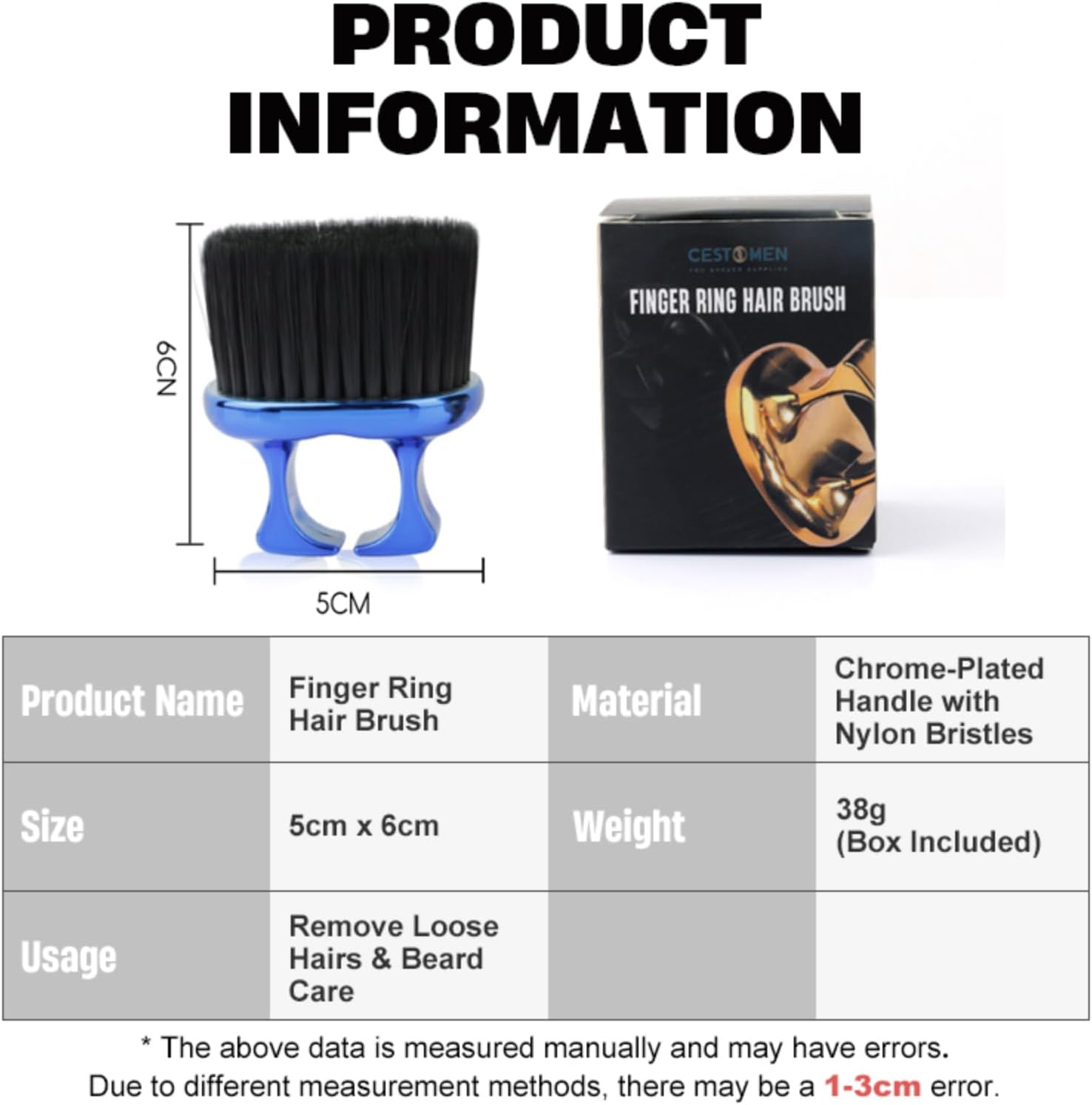 Knuckle Brush for Barbers, Barber Fade Brush Barber Beard Brush Soft Bristles for Men Beauty Salons Home Use (Gold) - Silver image number 3