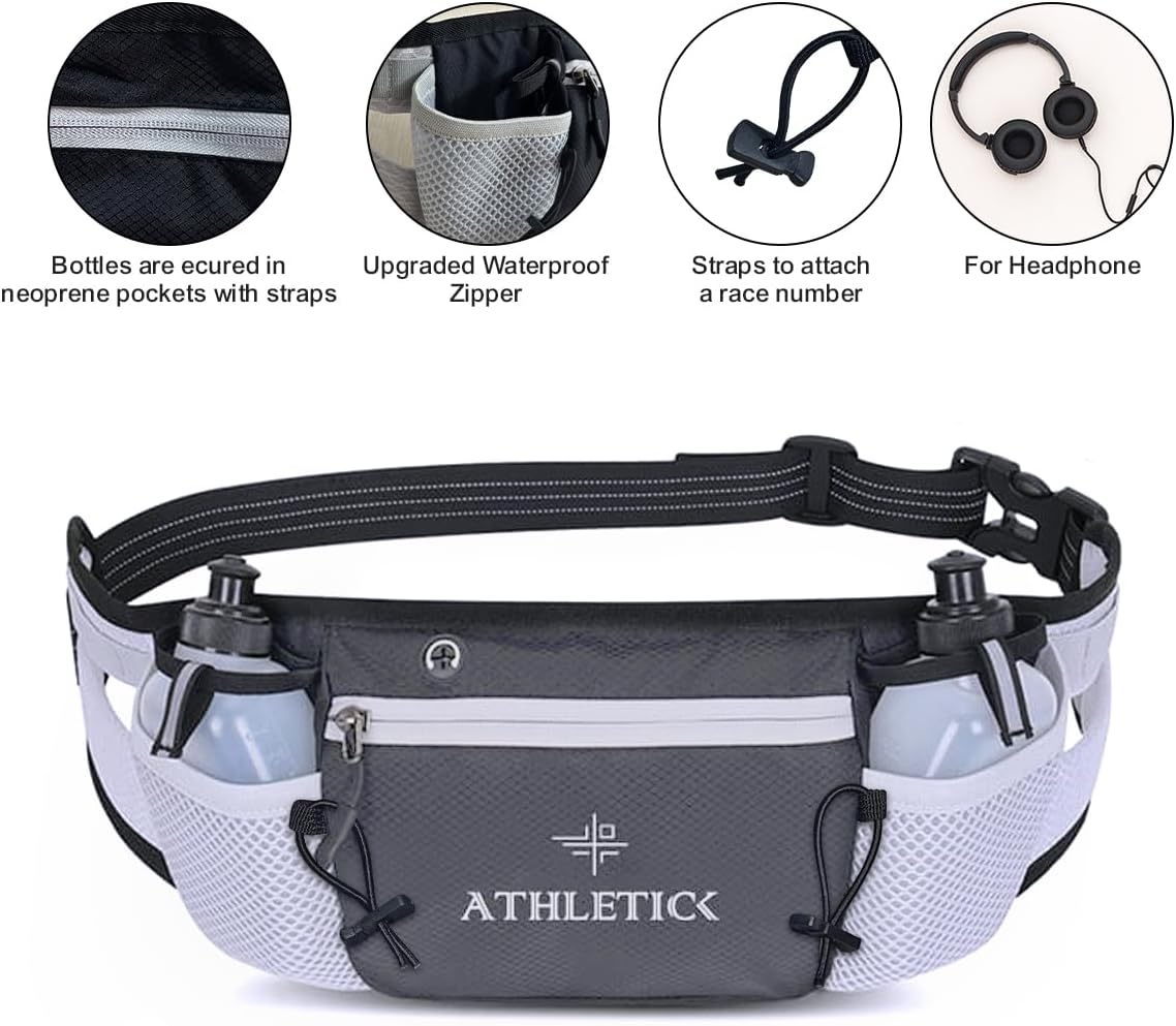 Waterproof Waist Travel Bag with Water Bottle Holder, Lightweight Crossbody Bag & Running Belt for Men & Women, Passport Holder & Travel Essentials Sling Bag, Phone Holder for Outdoor Sports. (Grey) - Grey image number 6