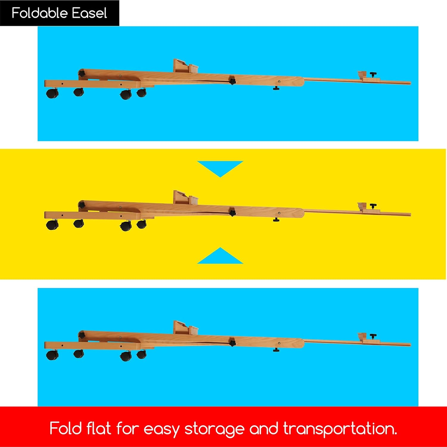 MEEDEN Large Studio H-Frame Easel - Solid Beech Wood Artist Easel Adjustable Movable Tilting Easel, Floor Painting Easel Stand, Holds Canvas Art up to 48"