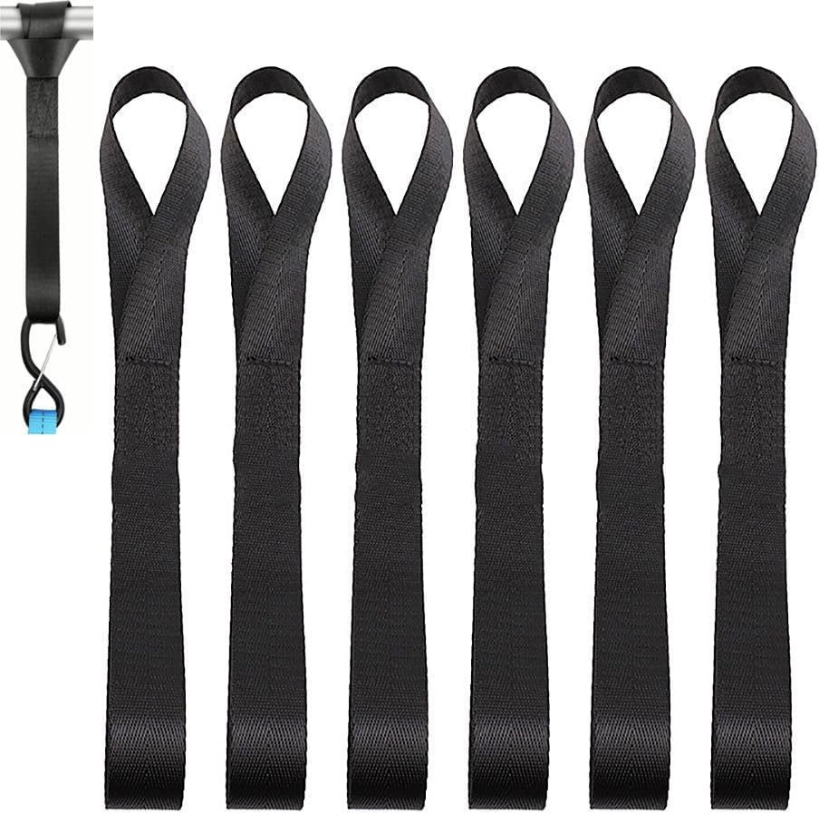 Walquicks 6 Pieces Black Soft Loop Tie down Straps, Heavy Duty Motorcycle Tie Loops for Motorcycle Handlebar, Roof Rack, Scooters, Dirt Bikes, Lawn Garden Equipment Black Soft Loops image number 2