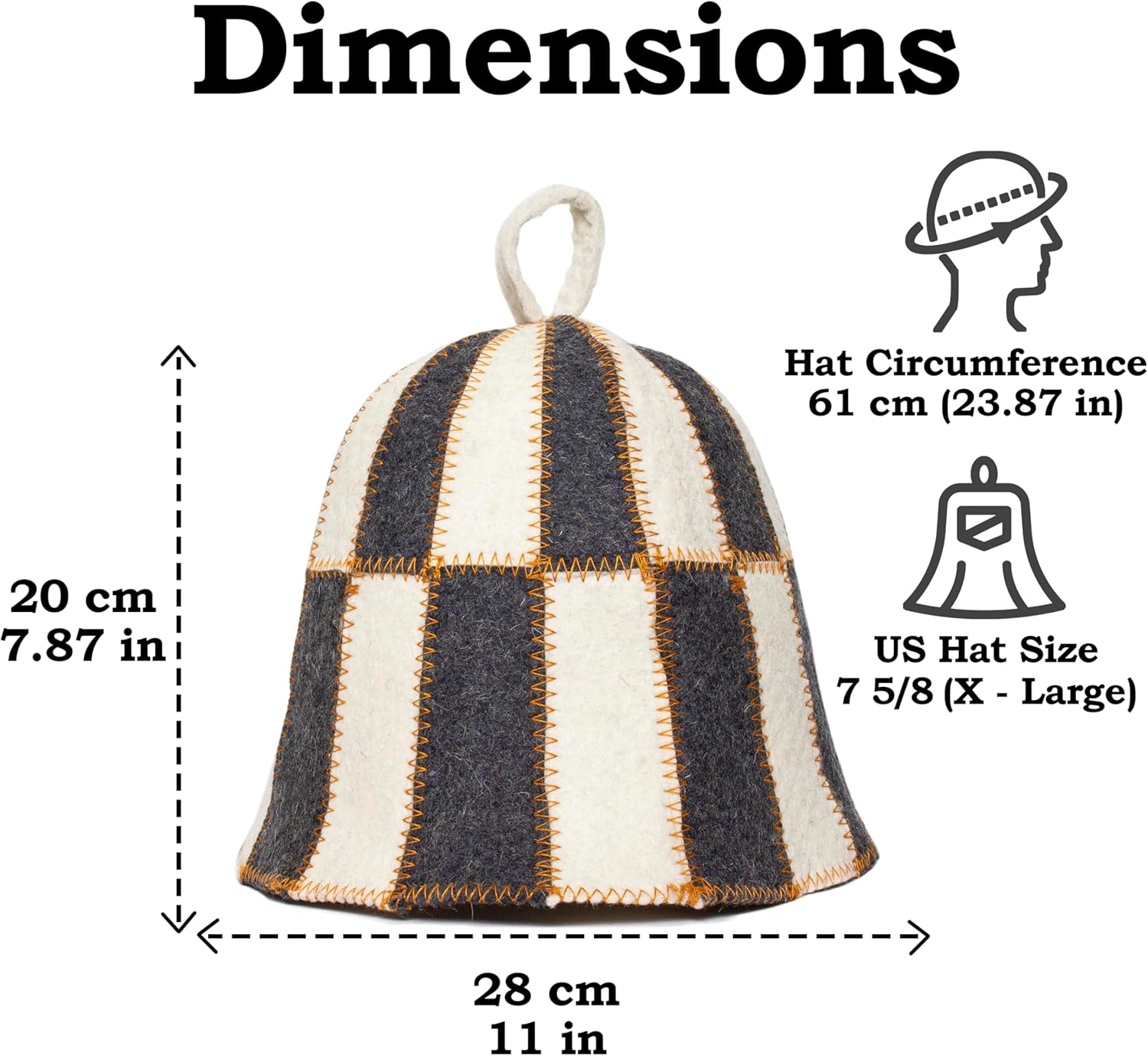 ASKOLD 2 Pcs Wool Sauna Hats Checkered Sauna Accessory - Sauna Hat Cap for Men Women Wool Sauna Hat Banya Hat for Men Women image number 1