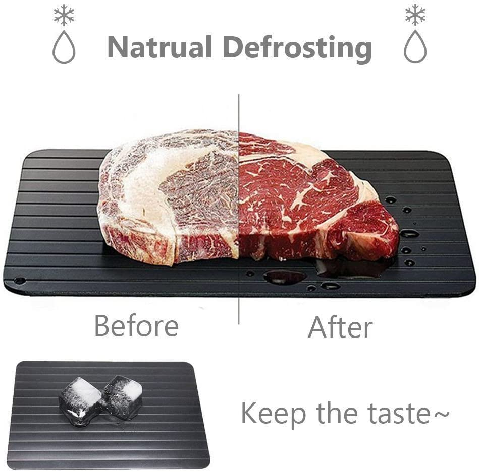 DGBAY Magic Metal Plate Defrosting Tray Safe Fast Thawing Frozen Meat Defrost Kitchen Tools (S Size) image number 2