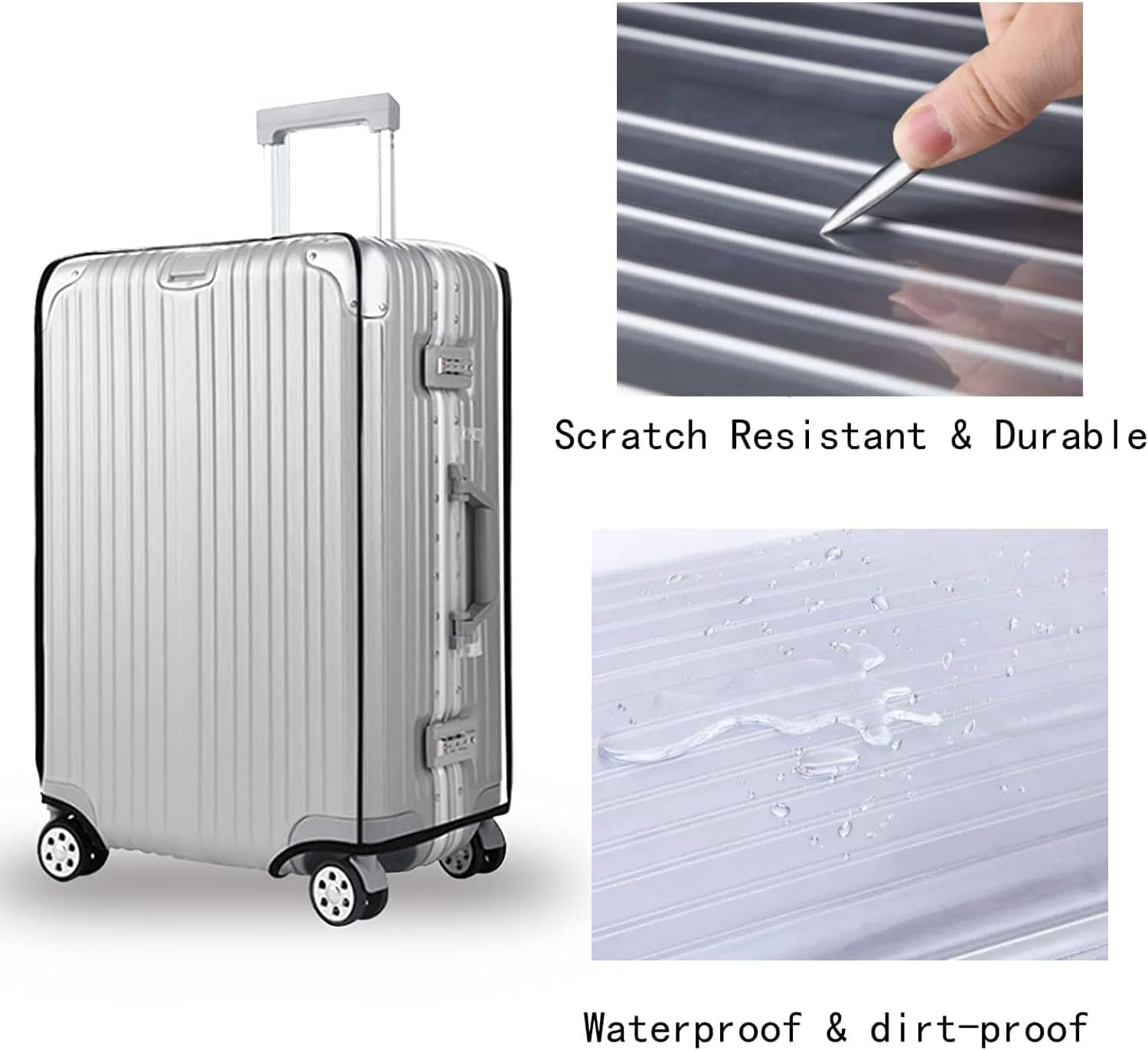 Luggage Cover,Clear PVC Travel Suitcase Cover Protectors,H HOME-MART Luggage Covers for Suitcase Protector Cover Dust Cover Suitcase Covers for Wheeled Suitcase Travel Accessories