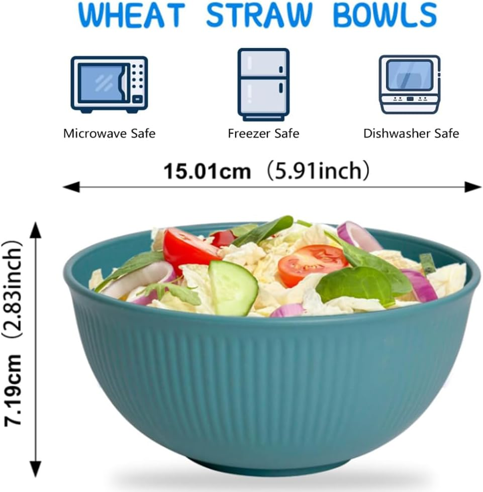 Unbreakable Cereal Bowls 24 Oz -Reusable Wheat Straw Fiber Lightweight Bowls Set - Dishwasher & Microwave Safe - Perfect for Snacks,Cereal, Ice Cream,Soup, Rice Bowls 4 Pack image number 5