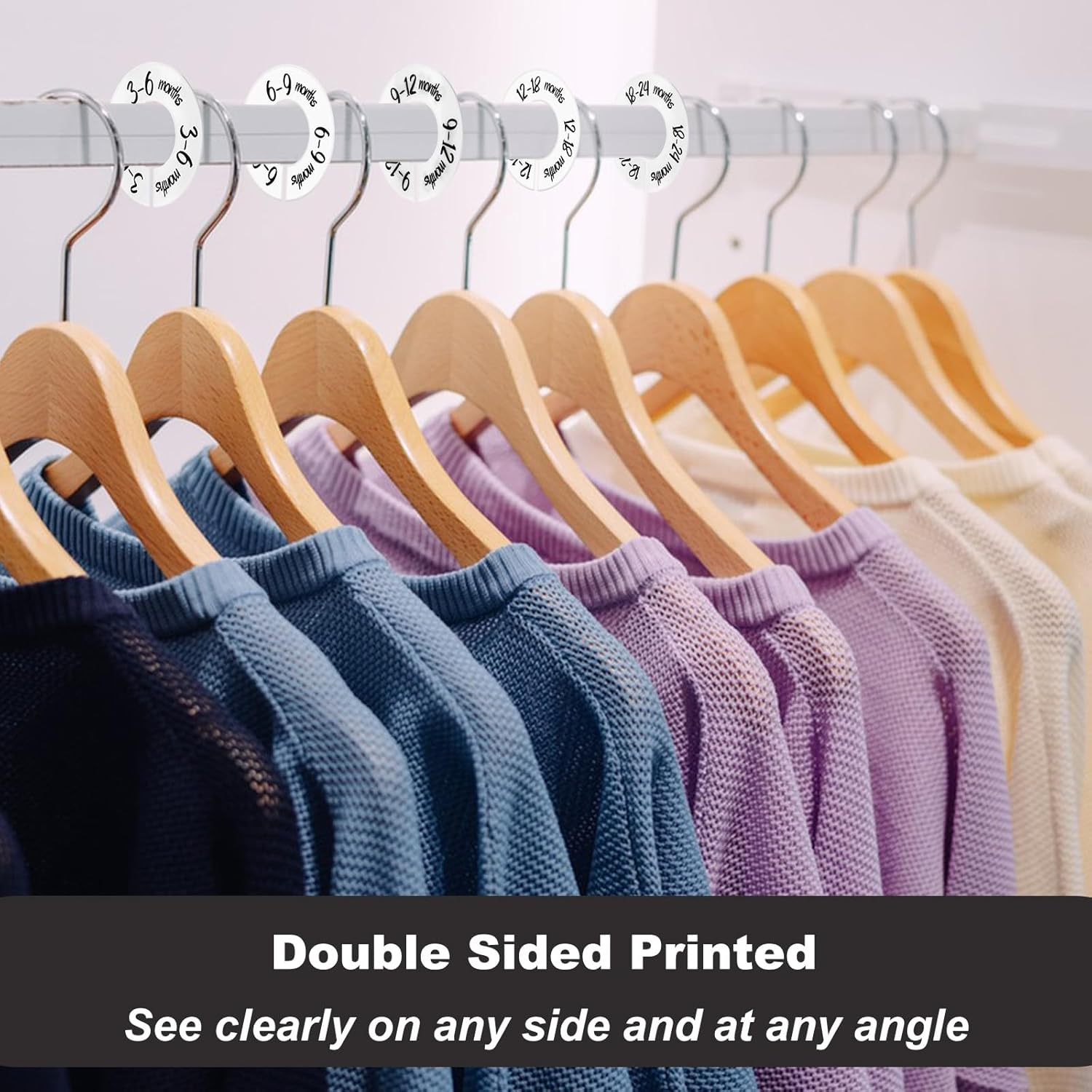 Baby Closet Dividers 6 Pack, Unisex Nursery Closet Organizer for Easy Sorting, 0-24 Months Hanger Divider from Newborn to Toddler, Baby Clothing Dividers Age Divider Fits Most Rod(White) image number 6