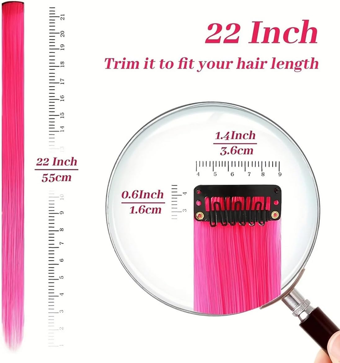 13Pcs Colored Hair Extensions, Rainbow Hair Extension for Women Girls, Multi-Colors Long Straight Hairpiece, 22 Inch Color Clip in Synthetic Hair Extensions Party Favore image number 3