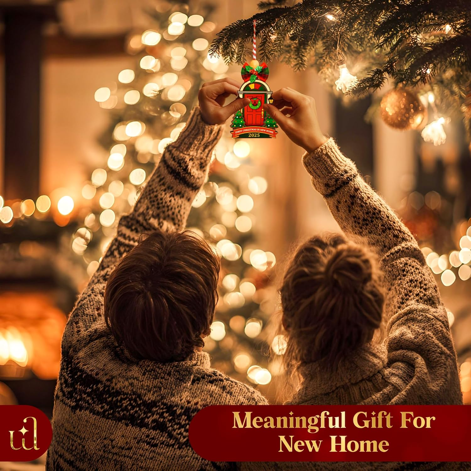 New Home Ornament 2025 - Our First Home Ornament 2025 for Christmas Tree Decorations, Christmas Ornaments New Homeowner Gifts Ideas, House Warming Gifts for Couples - Brown image number 4