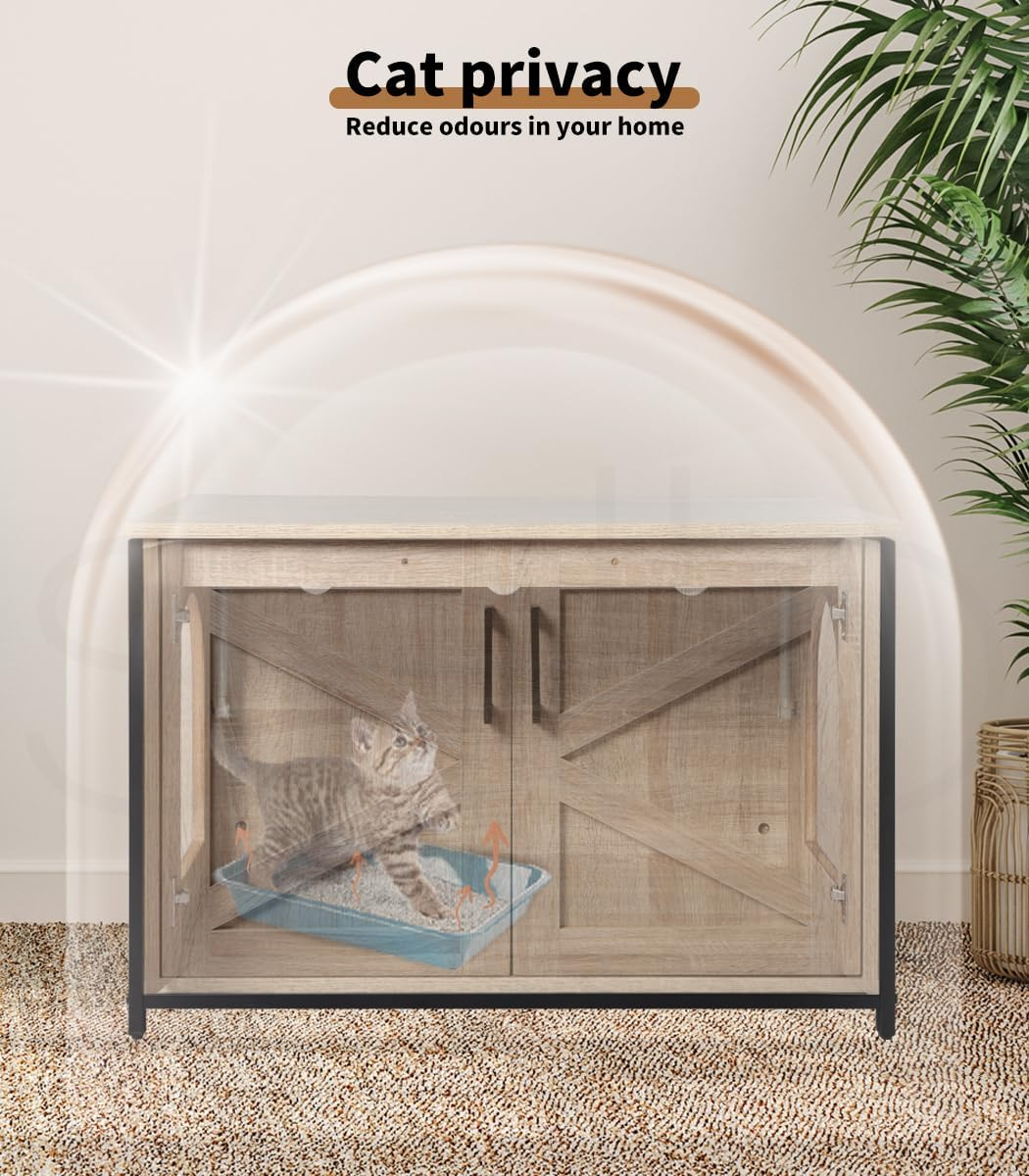 Pawz Enclosed Cat Litter Cabinet Box Furniture Kitty Toilet Tray Pet House Table image number 1