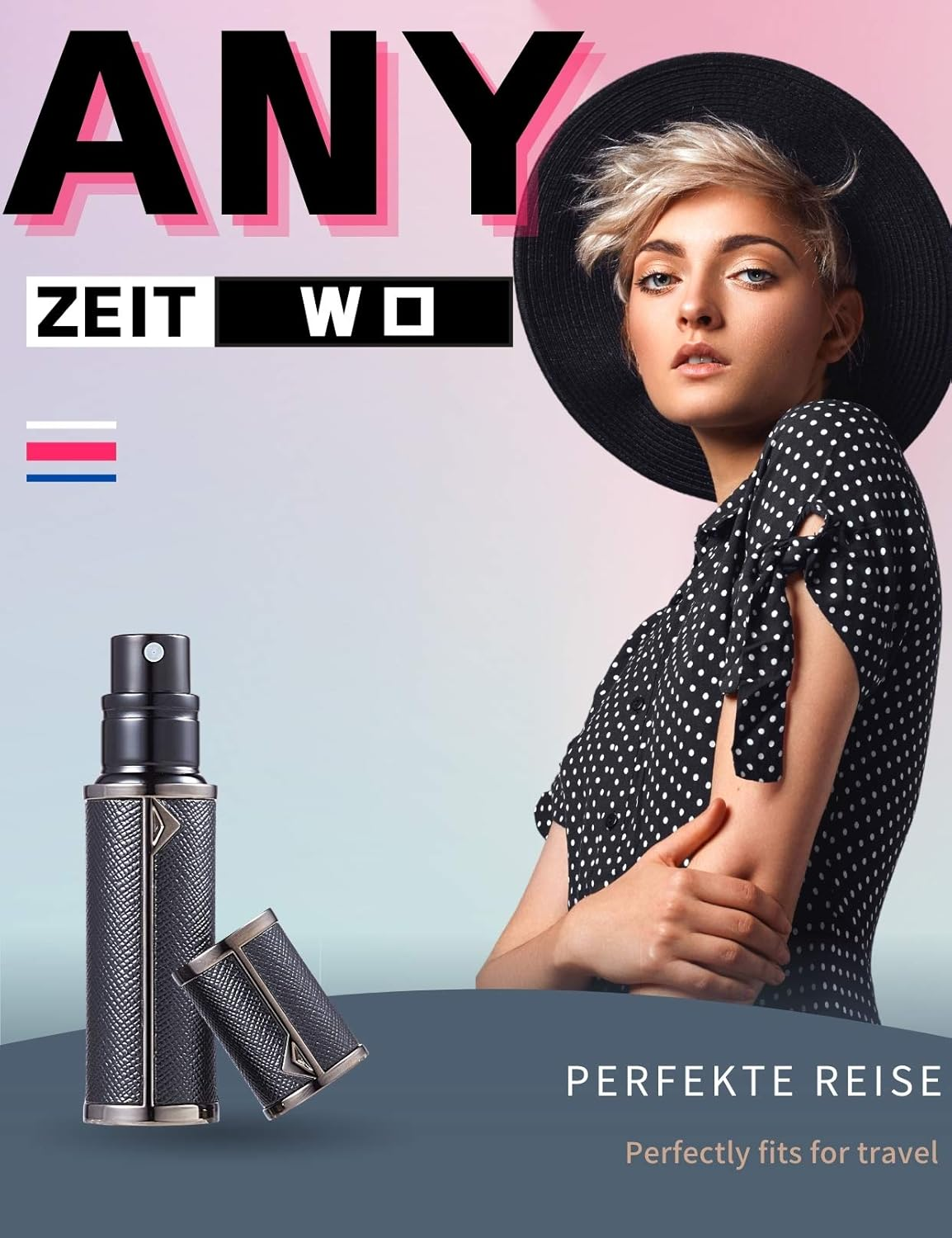 Asanana Perfume Atomiser Refillable, Filling Technology without Funnel Empty Perfume Atomiser Spray Bottle for Travel Handbag on the Go - Bk-Black image number 5