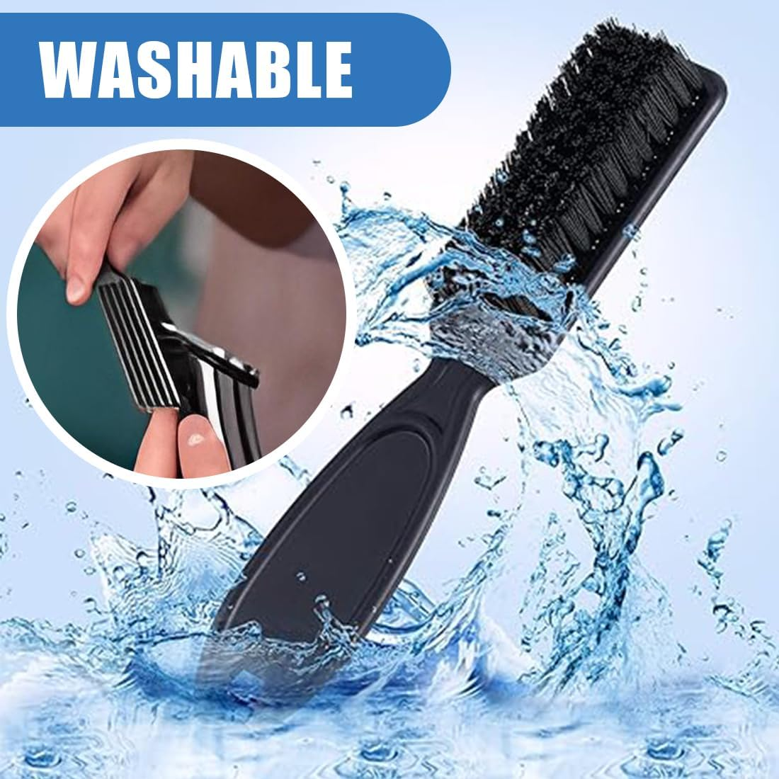 Pack of 2 Cleaning Brush, Blade Cleaning Brush, Nylon Brush, Nail Brush, Trimmer, Hairdressing Cleaning Brush, Hair Clippers Tool (Black and Gold) image number 3