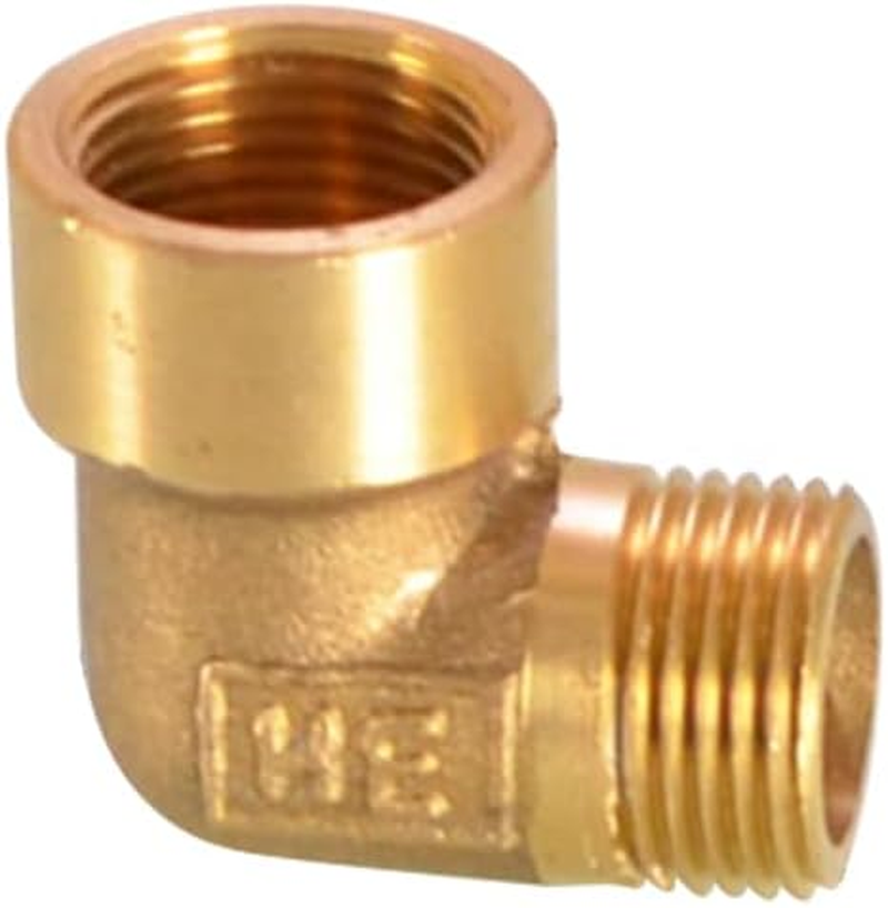 Threaded Fittings Brass Pipe, 90 Degree Elbow Connector Brass Hose Barb Fitting, BSP Thread Pipe Oil Gas Elbow Fitting Coupler (3/8" Male X 3/8" Male) image number 3