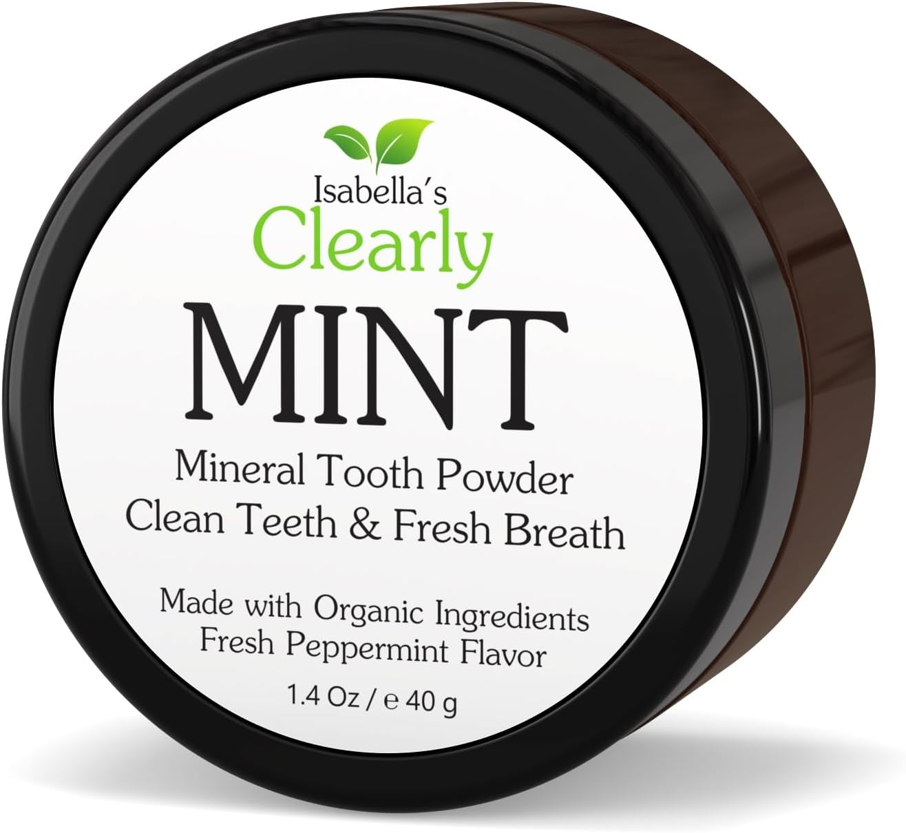 Isabella&rsquo;S Clearly MINT Remineralizing Tooth Powder | Teeth Whitening Natural Toothpaste Fluoride Free for Adults, Kids, Sensitive Gums | Xylitol, Baking Soda, Clay, Calcium (40G)