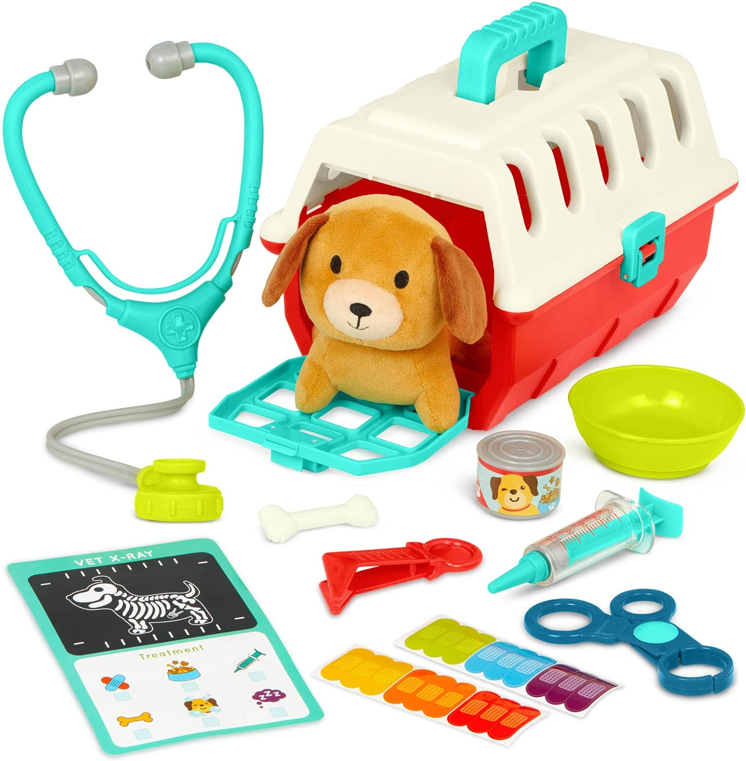 Battat &ndash; Mini Vet Playset (11Pc) &ndash; Plush Dog & Carrier &ndash; Stickers & Checklist &ndash; Toy Stethoscope & Bone &ndash; 2 Years + &ndash; Puppy Care Vet Kit image number 4