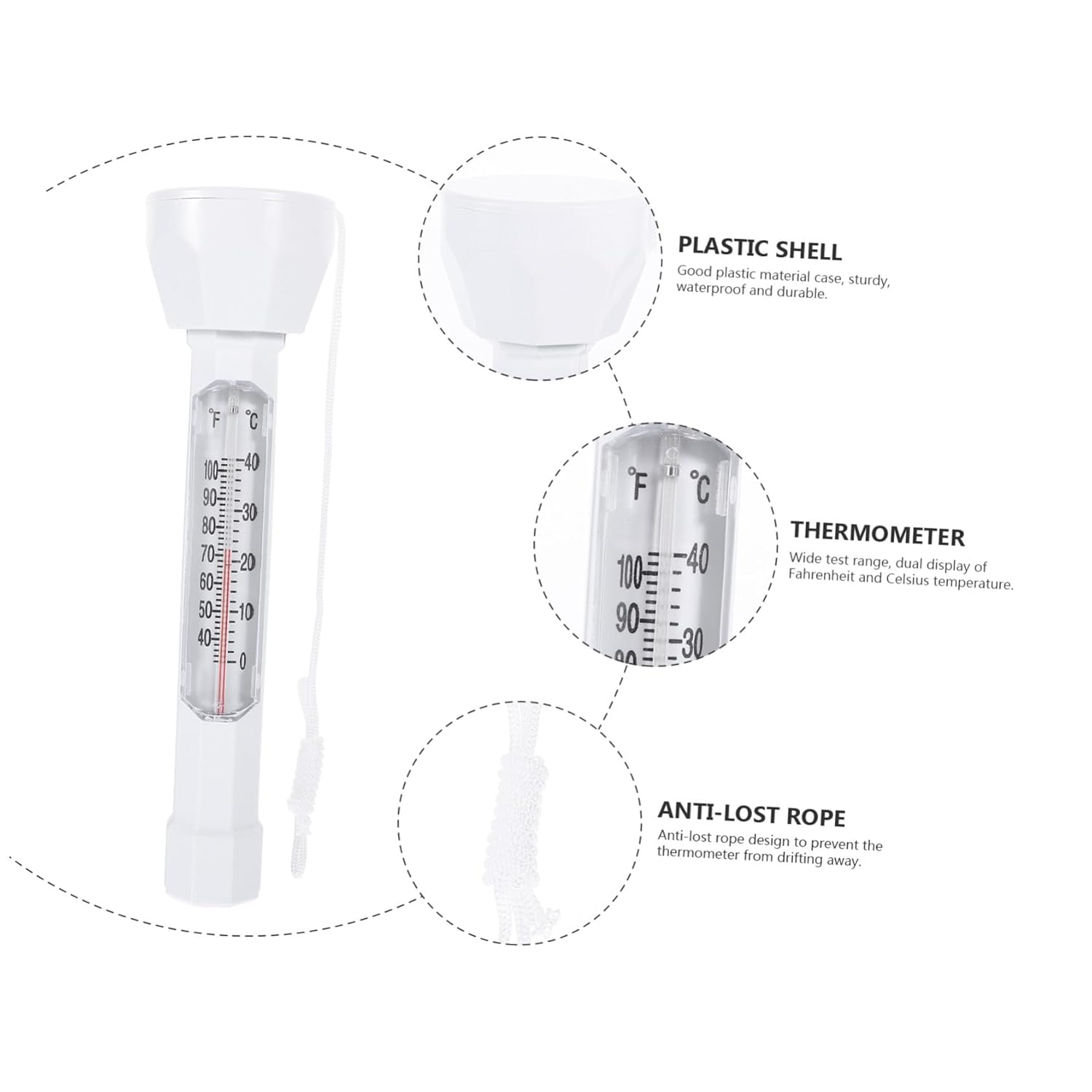 Bestonzon Floating Pool and Bath Water Thermometer 0-40&deg;C, Sturdy Floating Temperature Measuring Tool for Swimming Pools, Fishponds, and Saunas