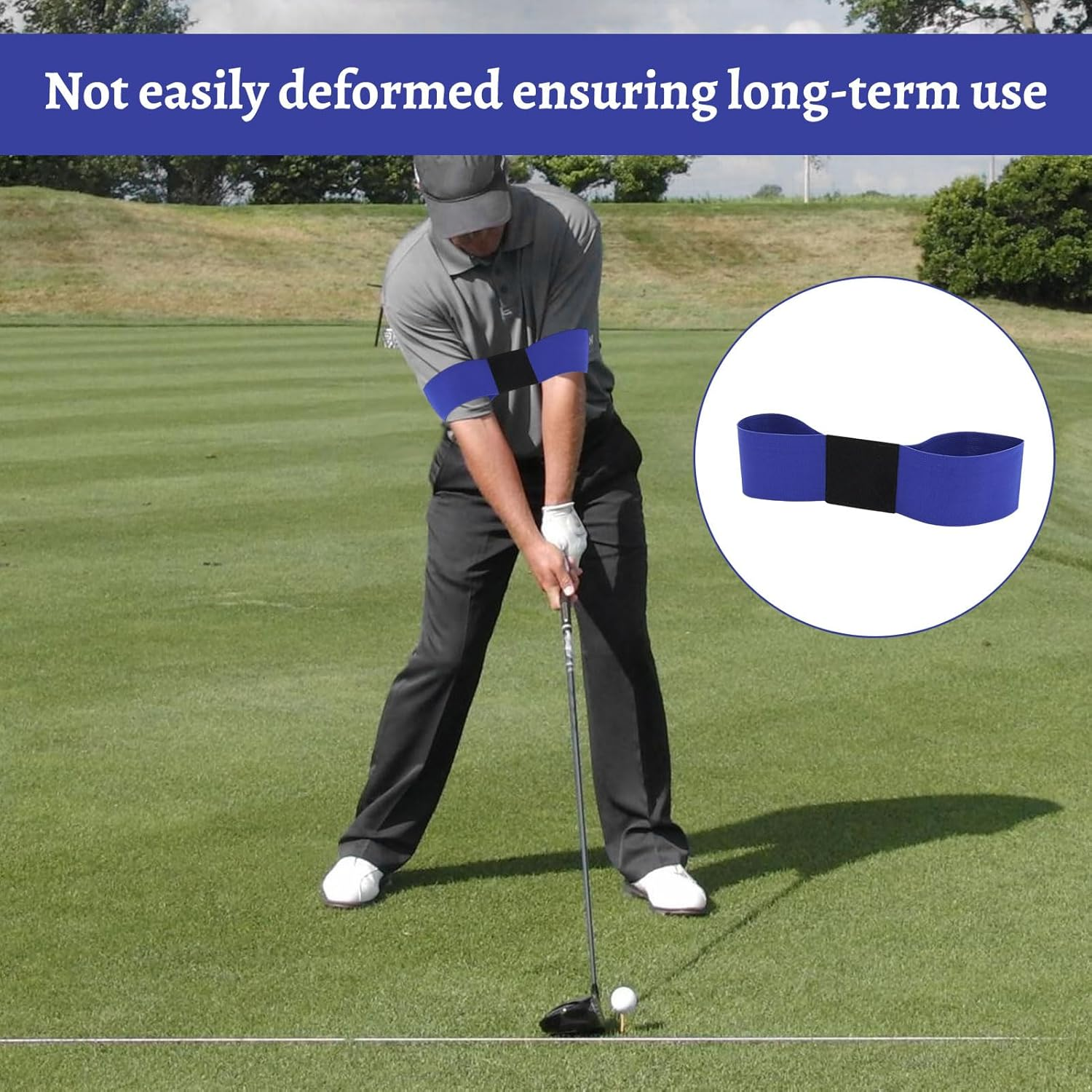 Golf Equipment, 2 Pcs Golf Swing Trainer Aid, Golf Training Aid for Golf Beginners Unisex, Golf Swing Arm Band Training Aid, Golf Swing Correcting Arm Band, Golf Grip Trainer (Black and Blue).