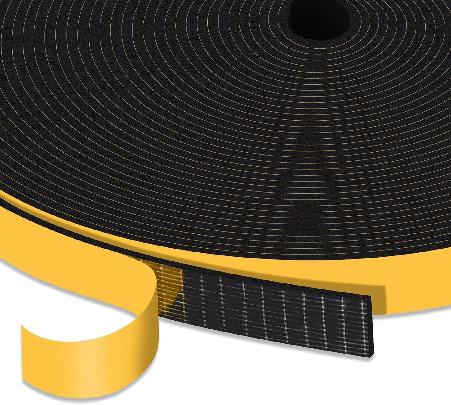 Foam Seal Tape 12Mm(W) X 1.5Mm(T), High Density Adhesive Foam Weather Strip Seal for Window and Door, 1 Rolls Total 10M, Black image number 2