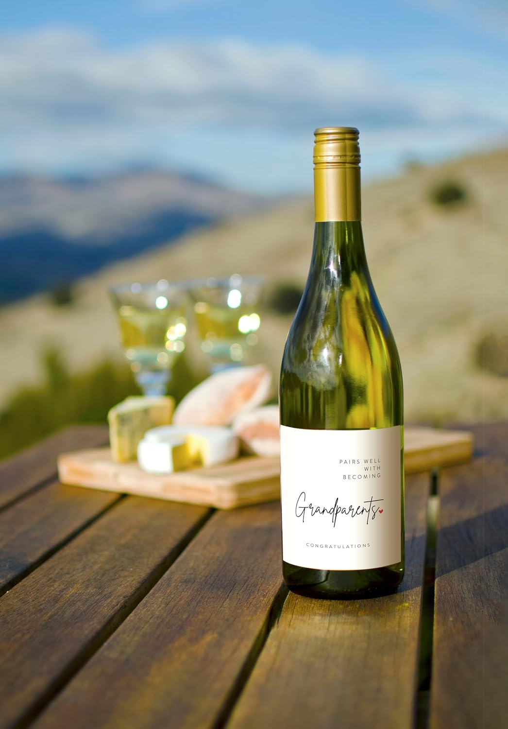 OZ DECO Pregnancy Announcement Wine Labels for New Grandparents - Waterproof, Easy Apply - 2-Pack, Made in Australia (L) image number 2